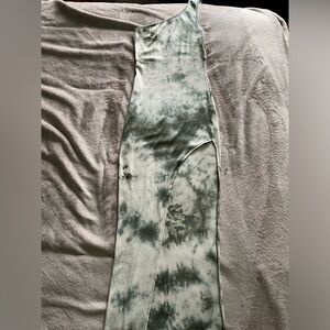 Ribbed One Shoulder Thigh Slit Tie Dye Maxi Dress